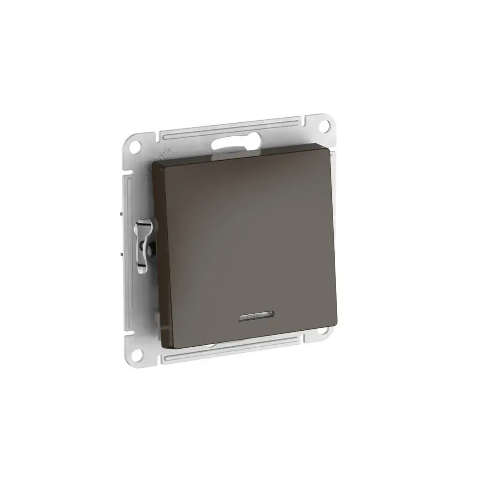 ATLASDESIGN 1-клавишный ПЕРЕКЛЮЧАТЕЛЬ с подсветкой, сх.6а, 10АХ, мех., быстрозажим. клем., МОККО