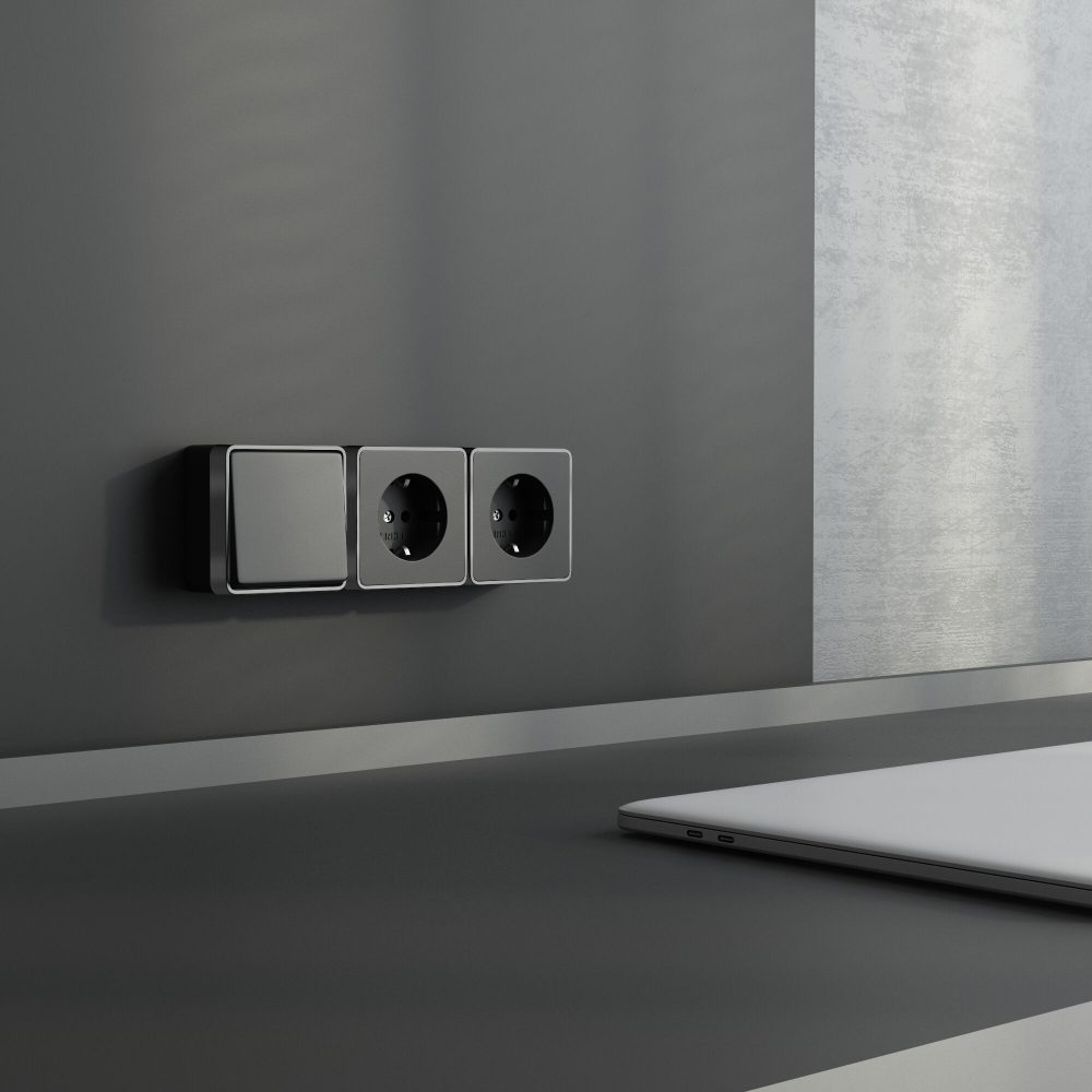 Выключатель одноклавишный Gallant черный с серебром W5010034 W5010034