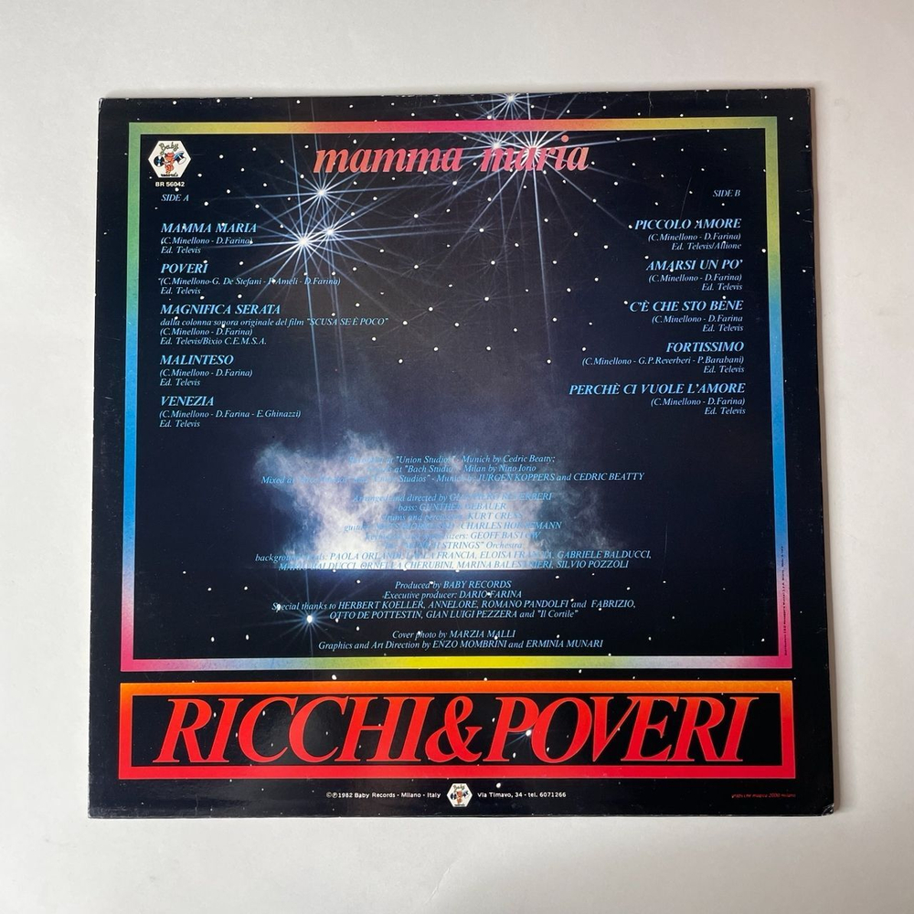 Винтажная виниловая пластинка Ricchi and Poveri Богатые и Бедные Mamma Maria (Italy 1982)
