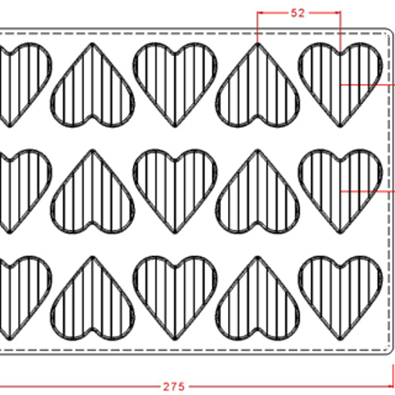 114 | Форма для шоколадных изделий "Сердце" (275*205мм)