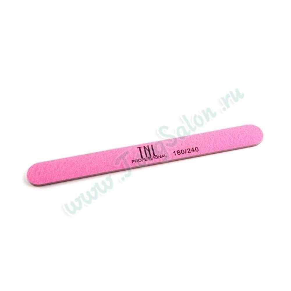 Пилка для ногтей узкая, высокое качество, в индивидуальной упаковке, (розовая), TNL, 180/240