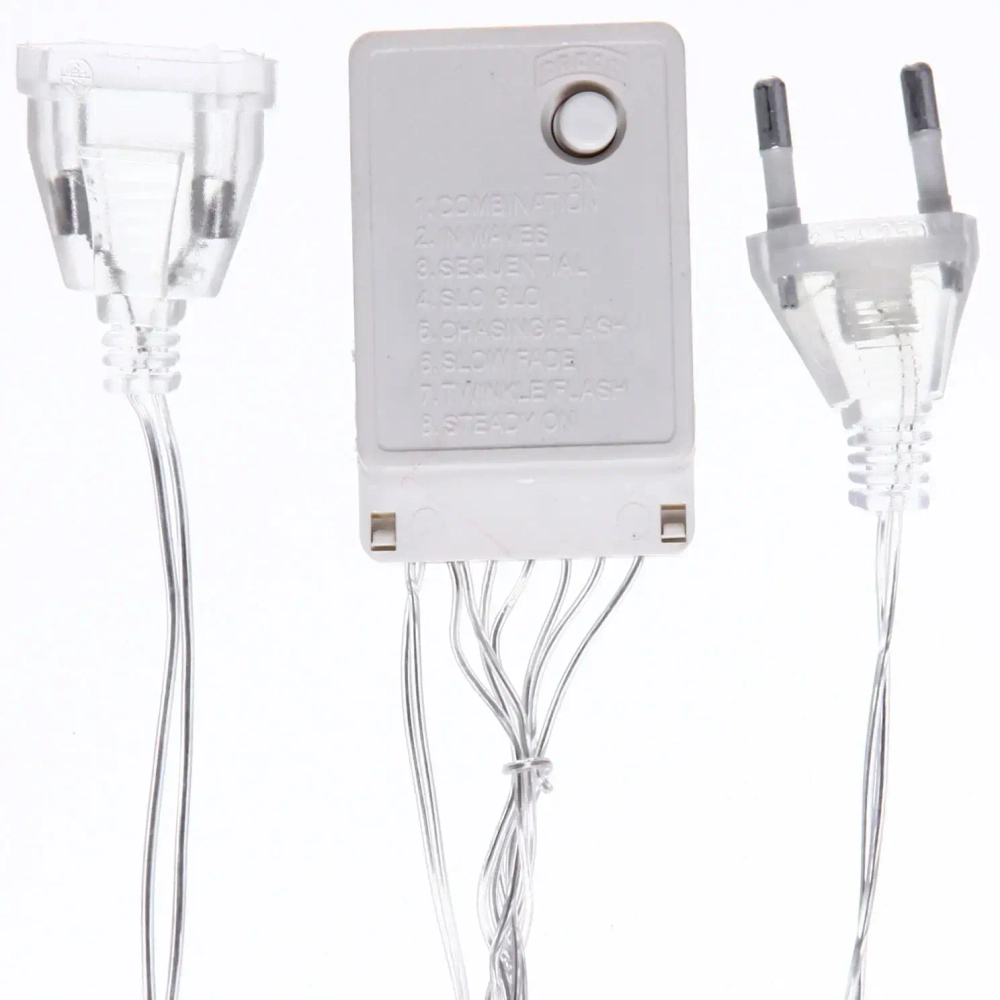 Гирлянда для дома ЗАНАВЕС ш1,5* в2,5 м 360 ламп LED, прозрач.пров, 8 реж, IP-20, Теплый белый (возможность соединения)