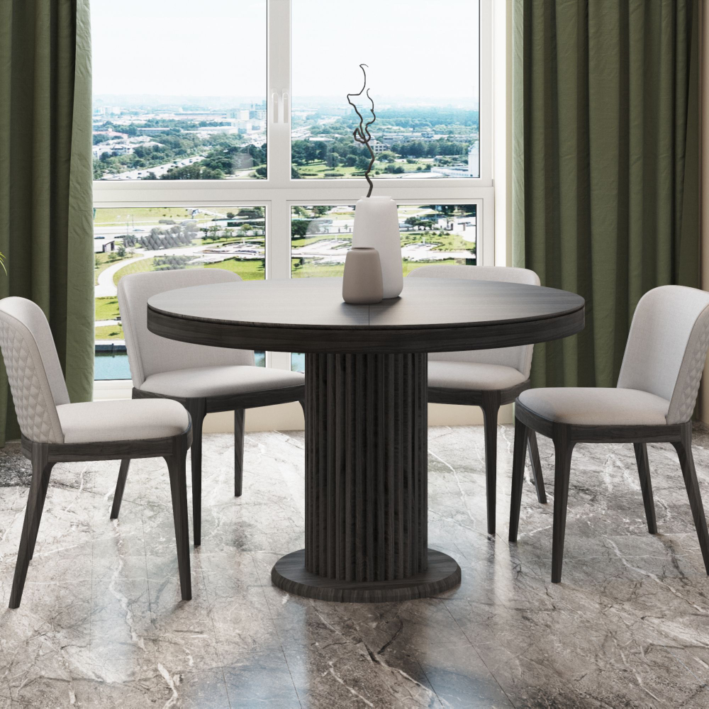 Стол Denver 120+40, круглый раздвижной, шпон