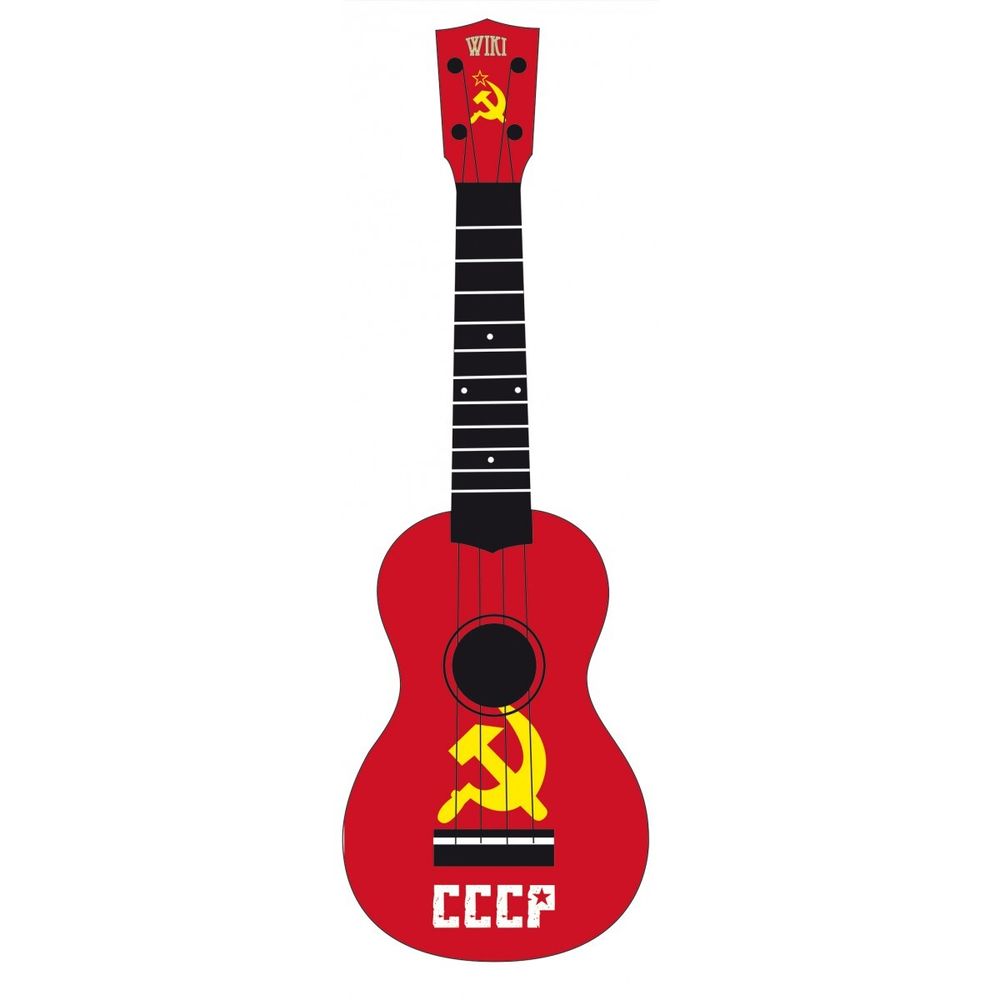 WIKI UK/CCCP - гитара укулеле сопрано, липа, рисунок &quot;флаг СССР&quot;, чехол в компл.