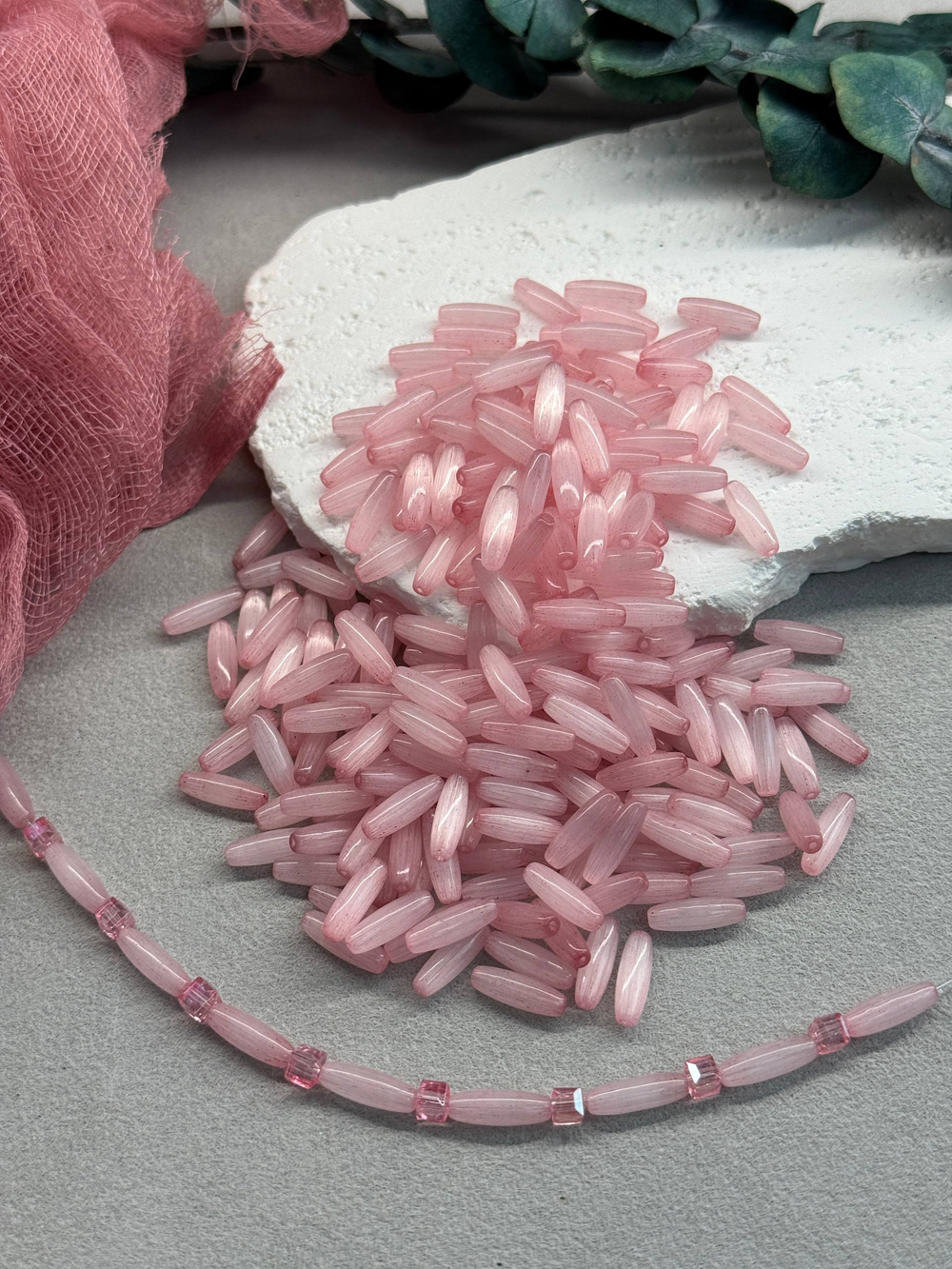 Стеклянные бусины «Кошачий глаз», Сухая роза, 12*4 мм, 100 штук