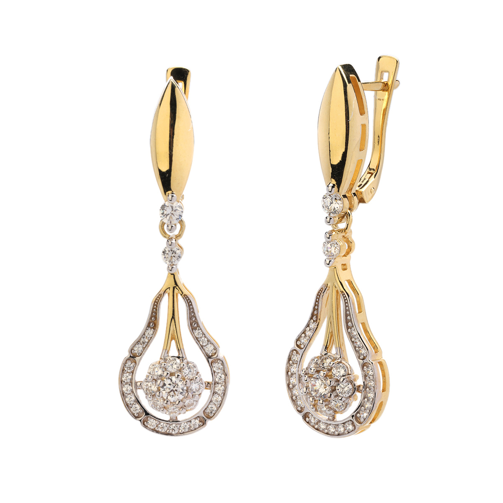 Серьги с фианитом из серебра 925 пробы JA-S-58614РАЦ