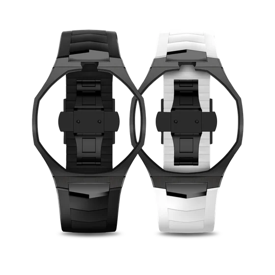 Корпус для часов POP-Swatch x AP - Белый и Чёрный - Комплект из 2 ремешков
