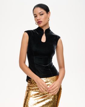 Топ-ципао из бархата с открытой спиной на шнуровке