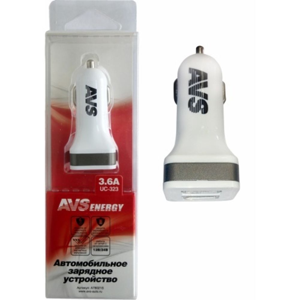 Зарядное устр-во в прикур. 2 USB 3,6А 12/24В (AVS)