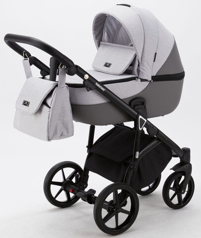 Детская коляска Adamex Bibione 2 в 1 BI-PS79 (СВ. СЕР. + СЕР. КОЖА)