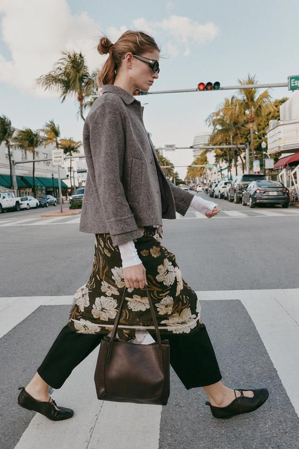 ZARA СУМКА-ШОПЕР С ДЕТАЛЯМИ, КОРИЧНЕВЫЙ