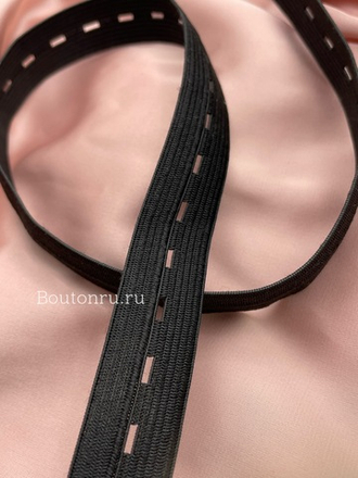 Резинка перфорированная с прорезями черная 20 мм