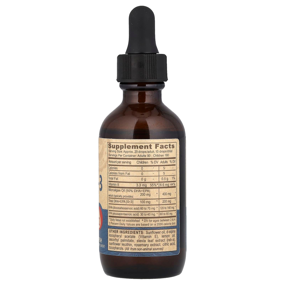 Deva, Веганская омега-3 ДГК-ЭПК, лимон, 60 мл (2 жидк. унц.)