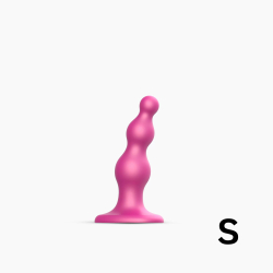 Фаллоимитатор Strap-On-Me Dildo Plug Beads Framboise металлик S, 14 см