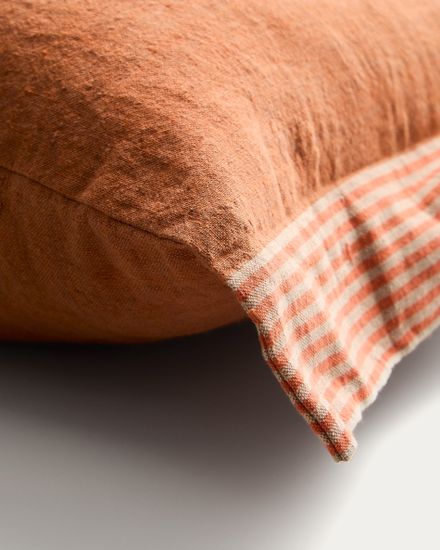 Чехол для подушки Disea из льна оранжевый с полосками, 40 x 60 см