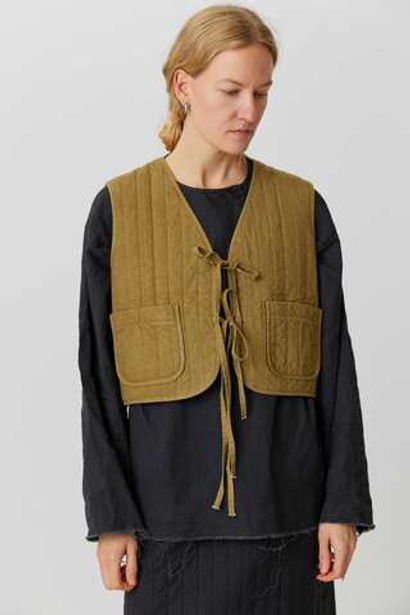 Жилет на двух завязках из вареного хлопка хаки