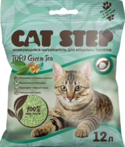 Наполнитель Cat Step 12л Tofu Green Tea комкующийся растительный