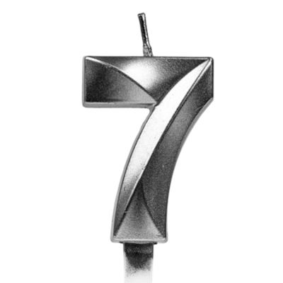 Свечи для торта, цифра 7 (серебро, 5 см)