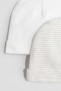 H&M Набор из 2 хлопковых шапочек, белый