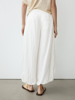 Massimo Dutti Струящиеся брюки-саруэль с фактурной отделкой, белый