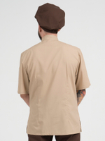 Бежевая мужская рубашка-китель "Мир" для повара и кондитера NVDesign