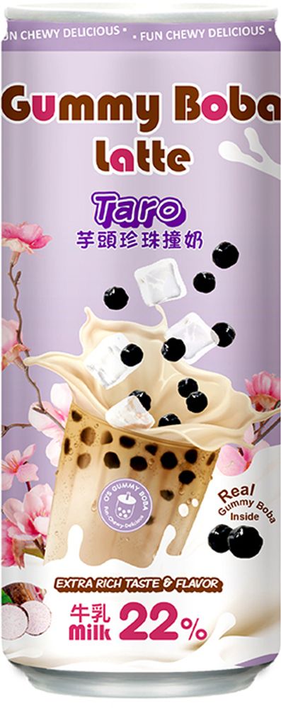 Газированный напиток O&#39;s Bubble Gummy Boba Latte Taro &quot;Таро&quot; 0.47 - банка