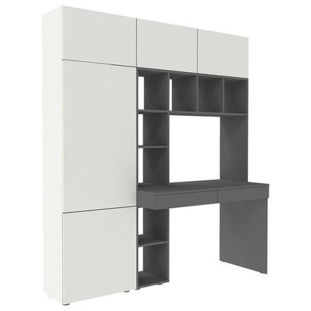 Стол письменный со стеллажом и шкафом КарИВи 1800 Темно-серый Белый