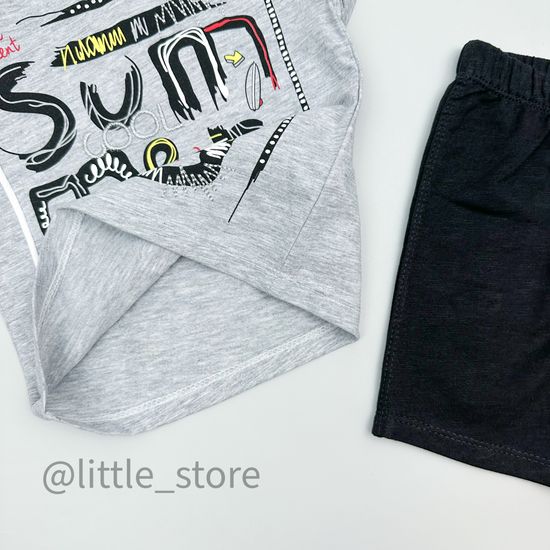 Комплект хлопковый "Summer boy" серый/черный