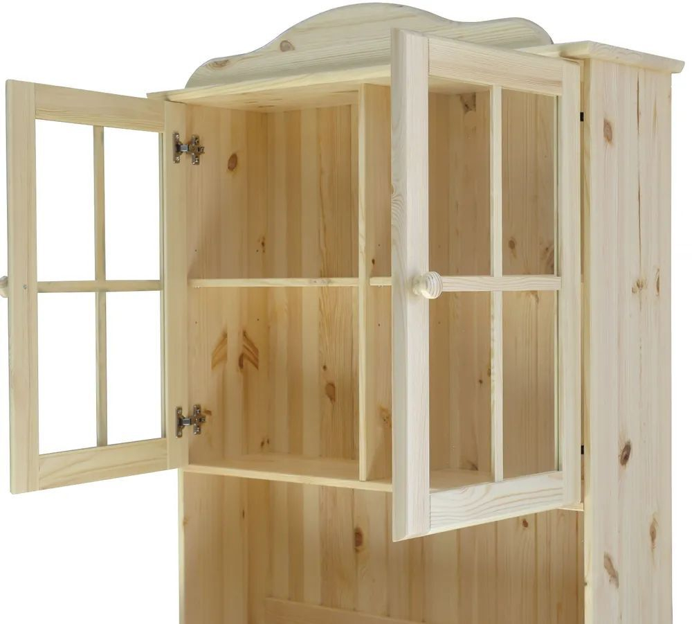 Шкаф Лена двухдверный из сосны, с 2 полками (верхняя часть буфета Лена), прозрачный лак