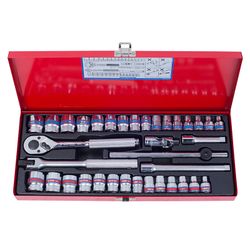 KING TONY (3036CR) Набор торцевых головок с принадлежностями 3/8", 12-гранные, 6-22 мм и 1/4"-7/8", 36 предметов