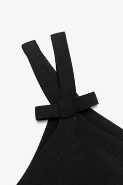 ZARA ТОП АСИММЕТРИЧНОГО КРОЯ ИЗ ЭЛАСТИЧНОЙ ТКАНИ С БАНТОМ, ЧЕРНЫЙ