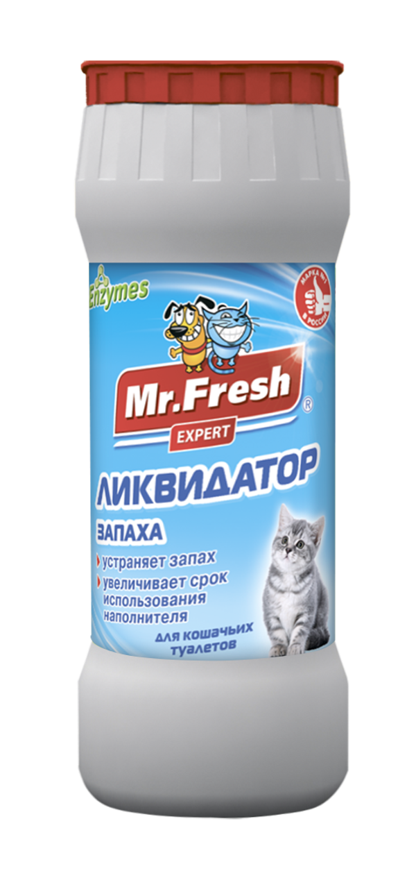 Mr.Fresh Expert 2в1 Ликвидатор запаха для кошачьих туалетов (порошок), 500 г (МистерФреш)