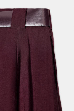 ZARA ЮБКА-НАКИДКА МИДИ С ПОЯСОМ, БАКЛАЖАНОВЫЙ