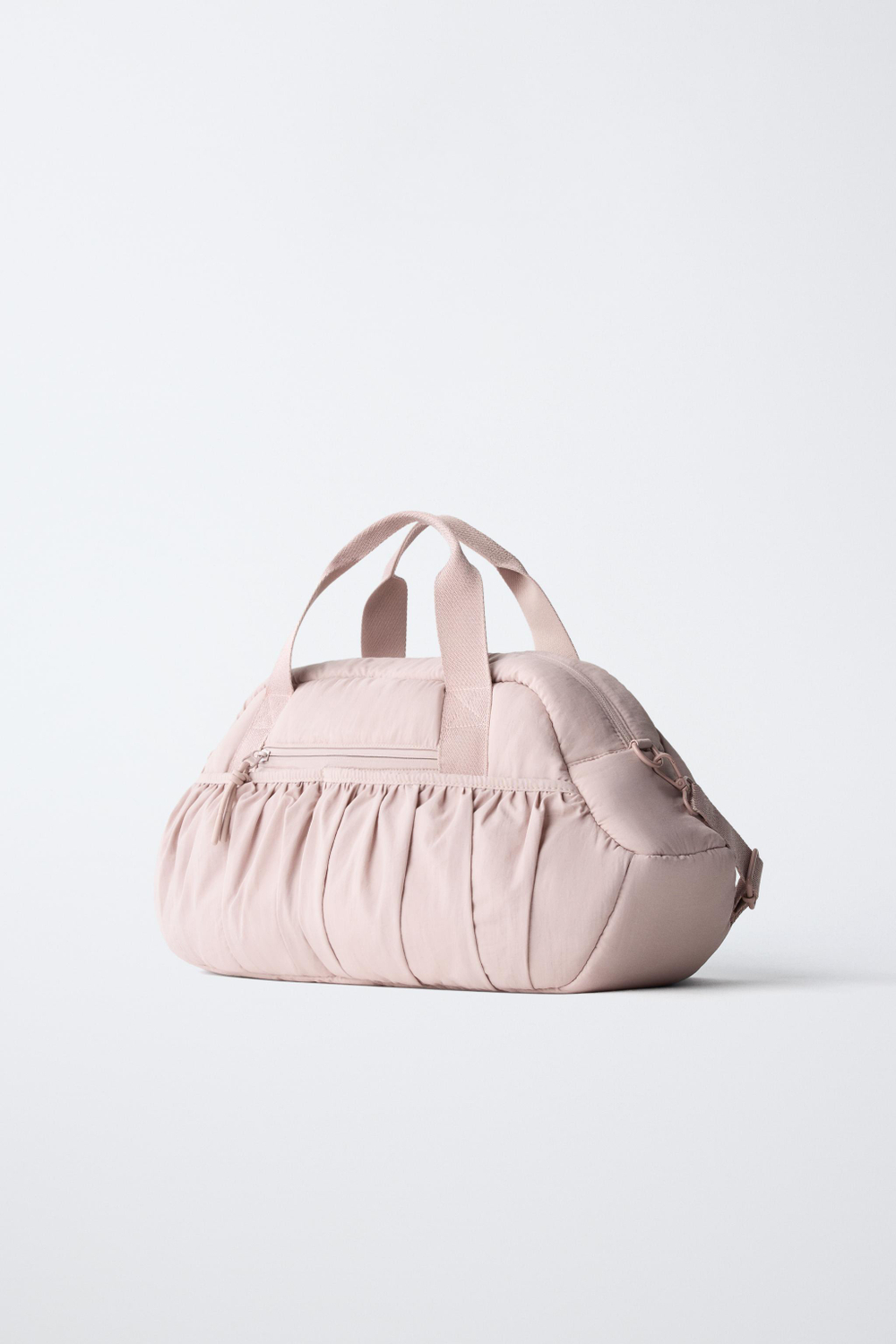 ZARA СТЕГАНАЯ СУМКА-БОУЛИНГ СО СБОРКАМИ, РОЗОВЫЙ