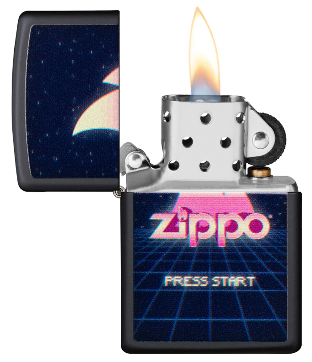 Зажигалка чёрная "Press Start" Black Matte ZIPPO 49115