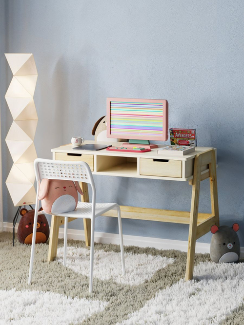 Стол письменный детский Чек / парта для школьника растущая, цвет бежевый