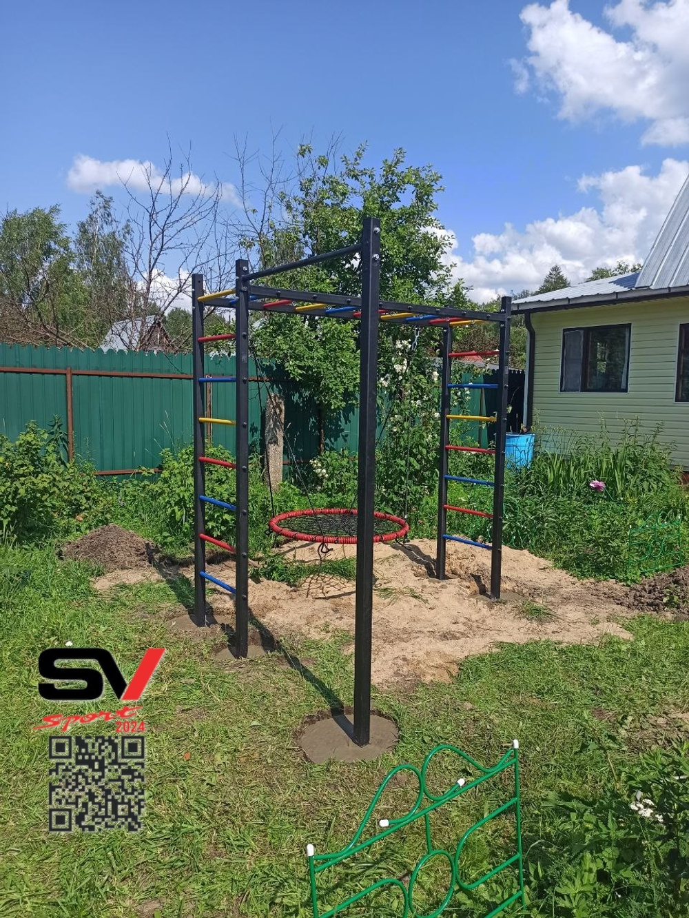 Монтаж уличной шведской стенки Sv Sport Рукоход (5 вертикальных столбов)