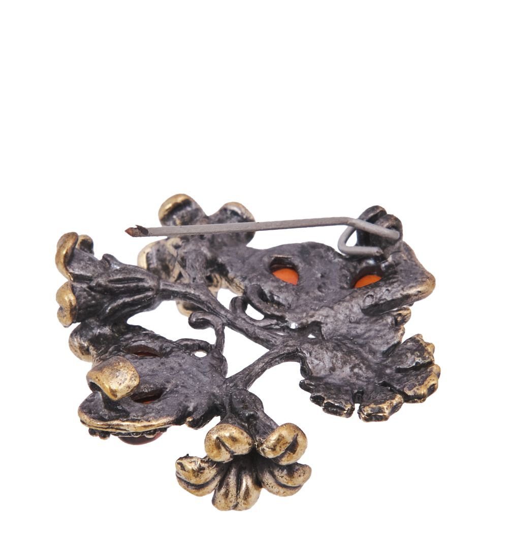 AM-4234 Брошь «Бабочки» (латунь, янтарь)