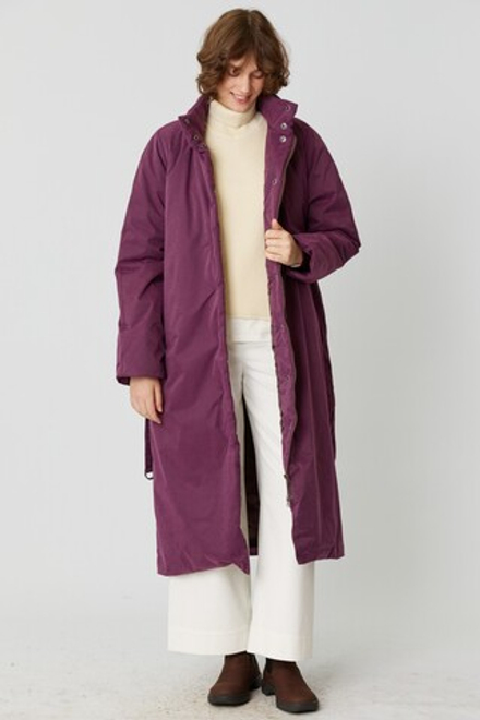 Зимнее пальто с жилетом из сливовой бархатистой мембраны