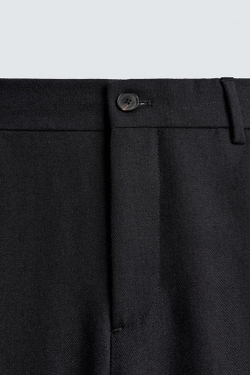 ZARA БРЮКИ STRAIGHT FIT ИЗ 100% ШЕРСТИ — LIMITED EDITION, МОРСКОЙ СИНИЙ