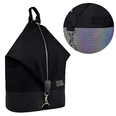 Рюкзак ЧЕРНЫЙ (27.5x40x14.5 см, полиэстер, светоотражающая сетка, 1 отделение, металлическая молния)