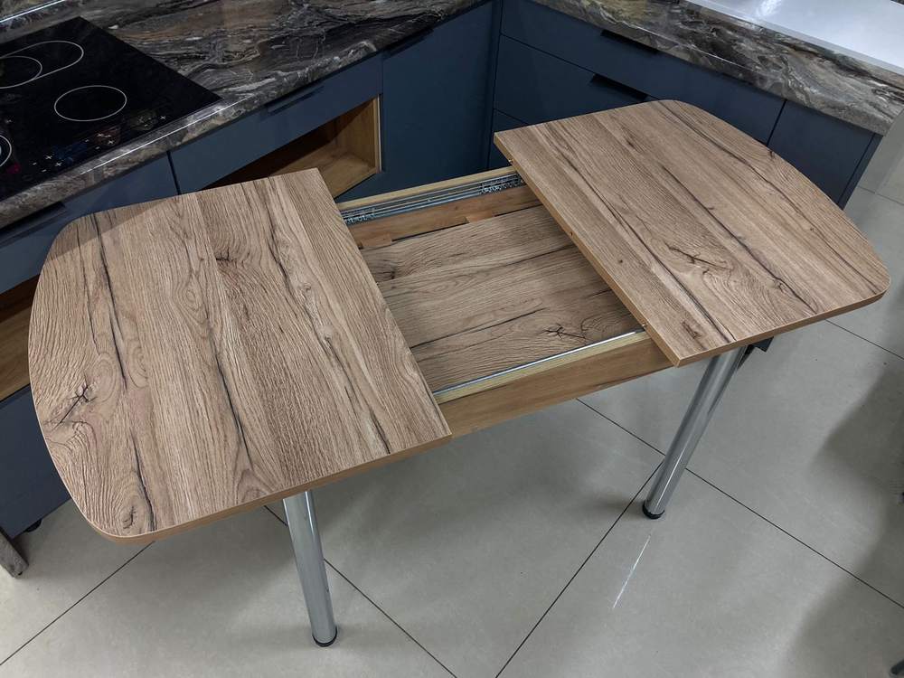 Стол разд Пластиковый подстолье прямое хром Царг.пояс дуб крафт золотой Ст-ца дуб кера (крафт зол-й)