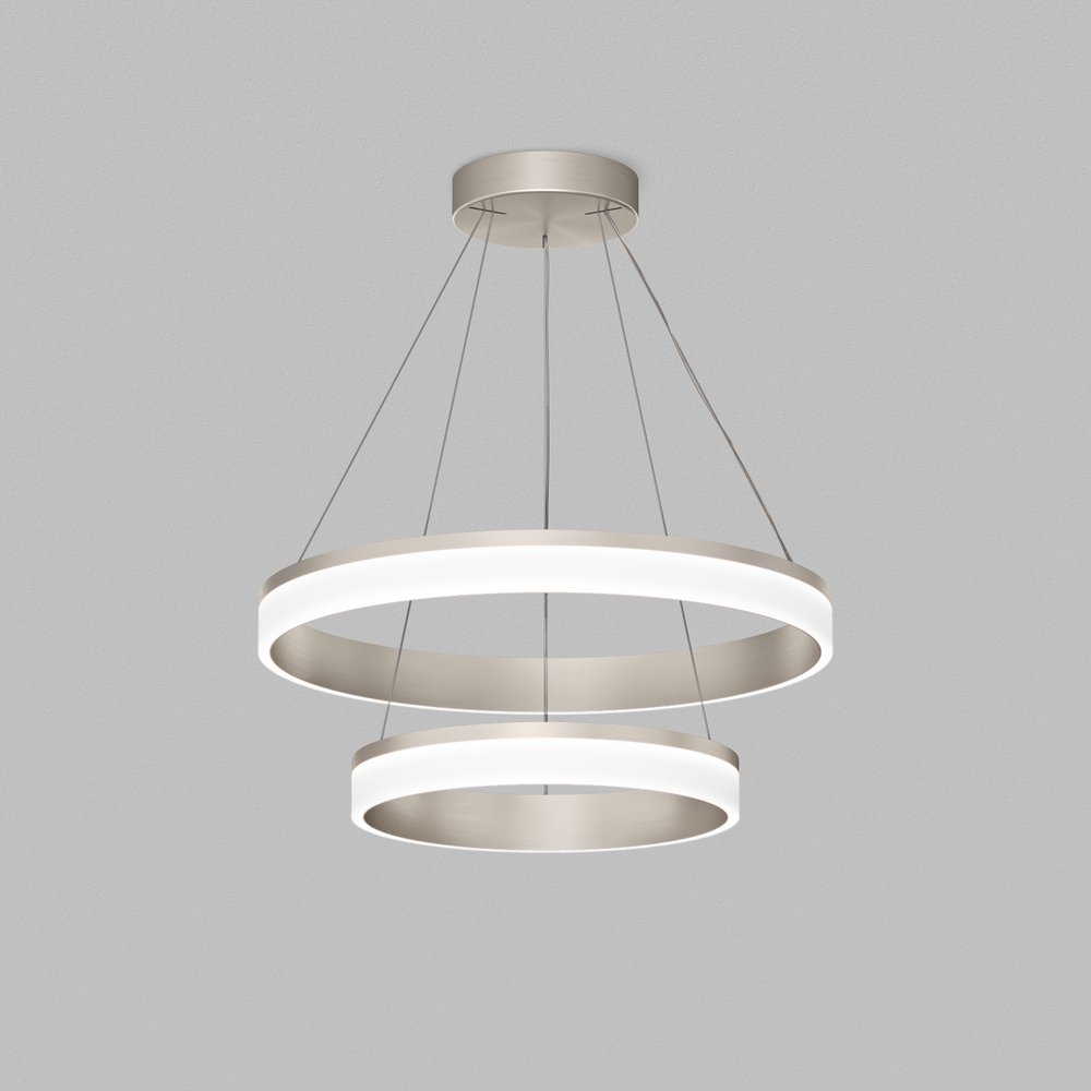 Подвесной светильник RING, ?600+400 мм, LED, 63Вт, 4000К, алюминий+акрил, сатин. никель