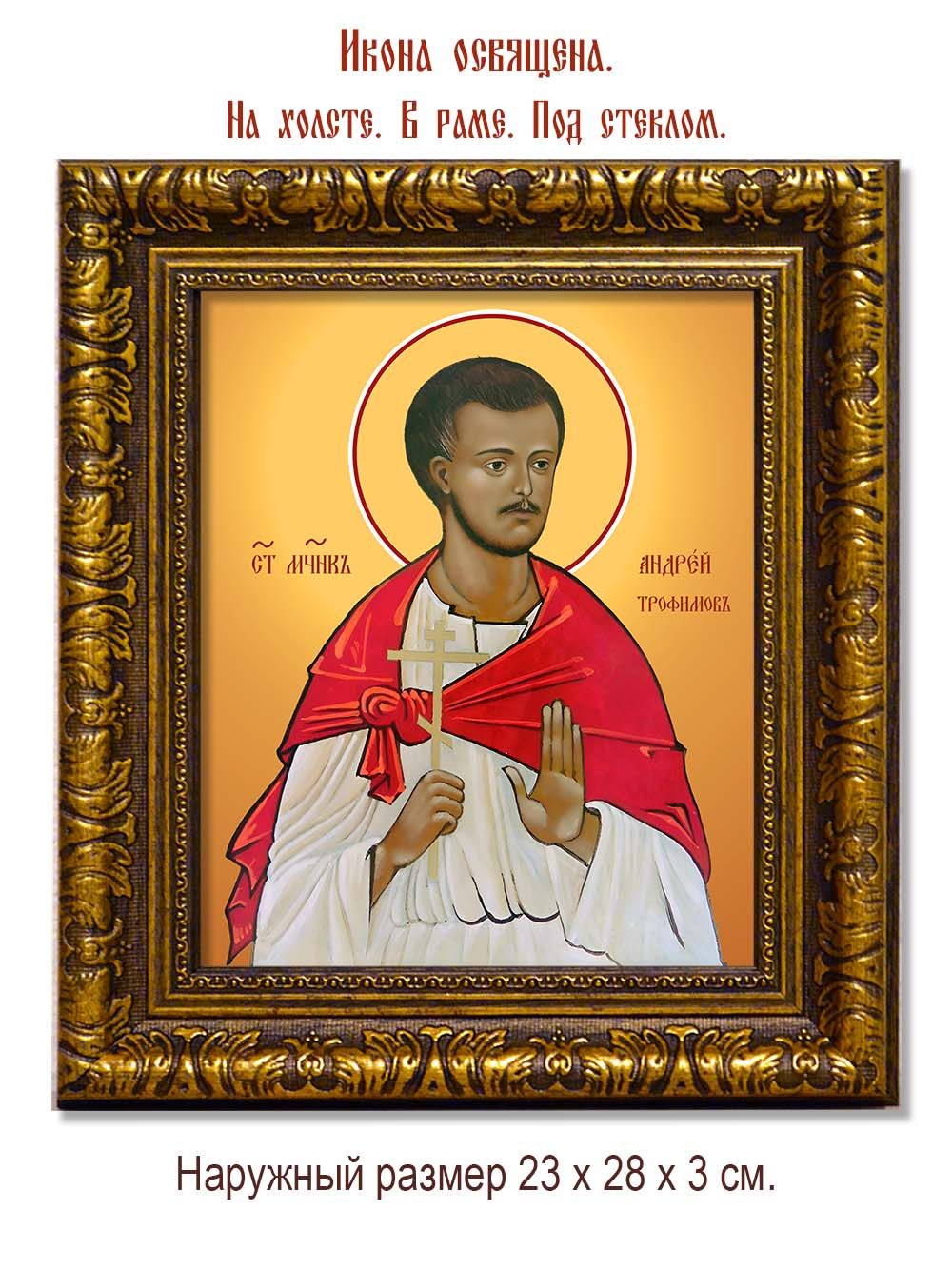 Андрей  Трофимов мученик. Икона на холсте.