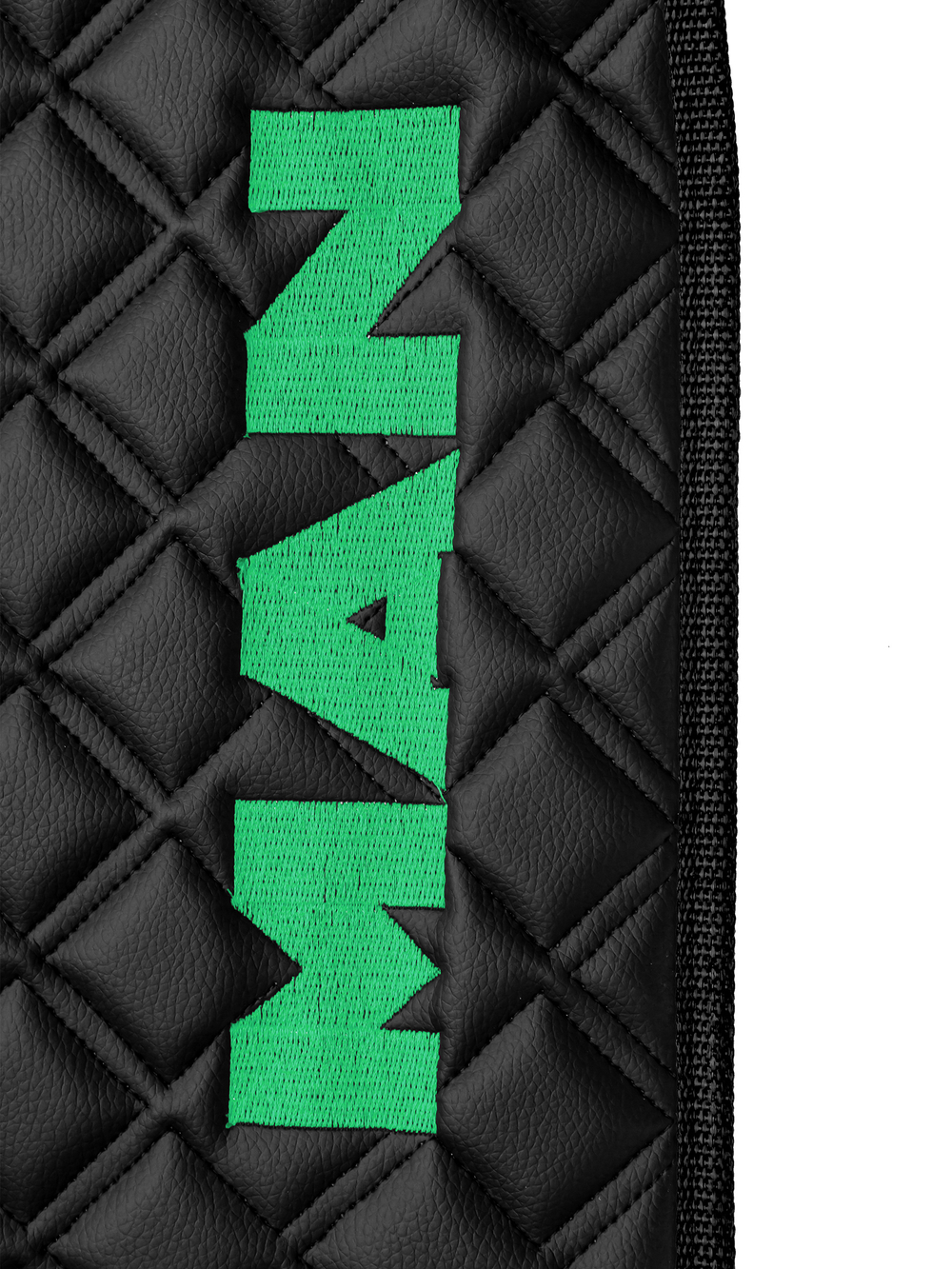 Ковры MAN TGX с 1-м ящиком (автомат) (экокожа, черный, черный кант, зеленая вышивка)