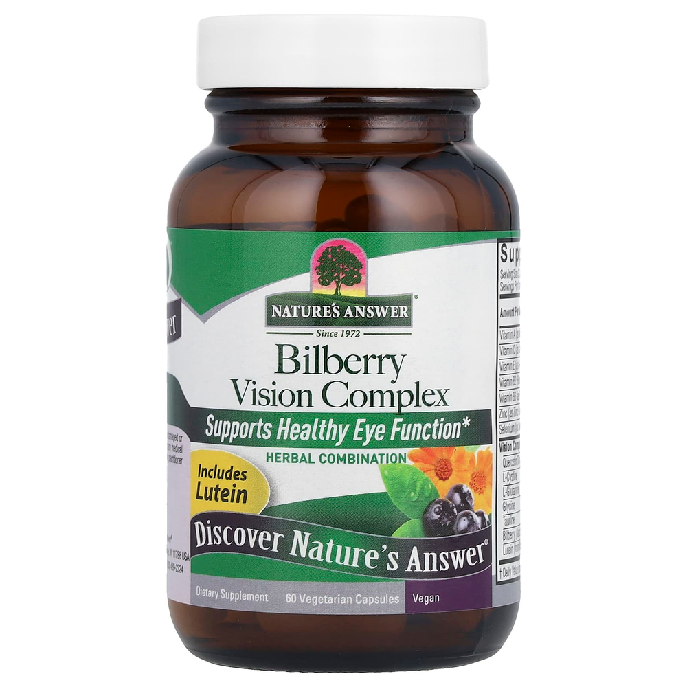 Nature's Answer, комплекс с черникой для зрения, 60 вегетарианских капсул