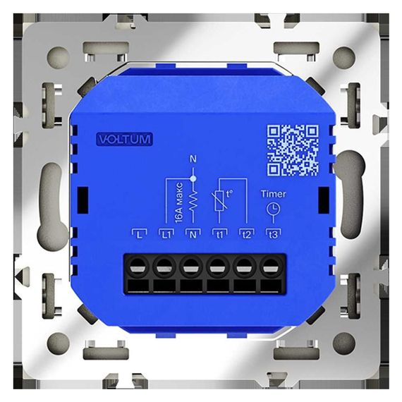 Терморегулятор электронный Voltum S70 с индикацией и датчиком, для теплого пола, (шелк) VLS070104