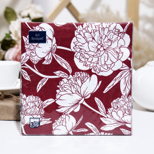 Салфетки бум DESNA BOUQUET 33*33 3сл Венеция бордовый (20л)
