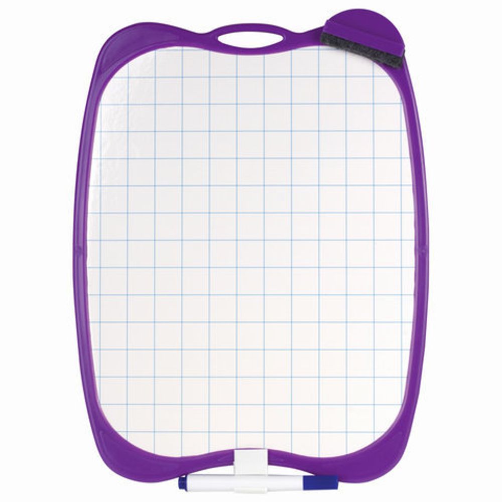 Доска двусторонняя маркерная A4 190х270 мм, БЕЛАЯ/КЛЕТКА, с маркером и стирателем, ЮНЛАНДИЯ, 236898