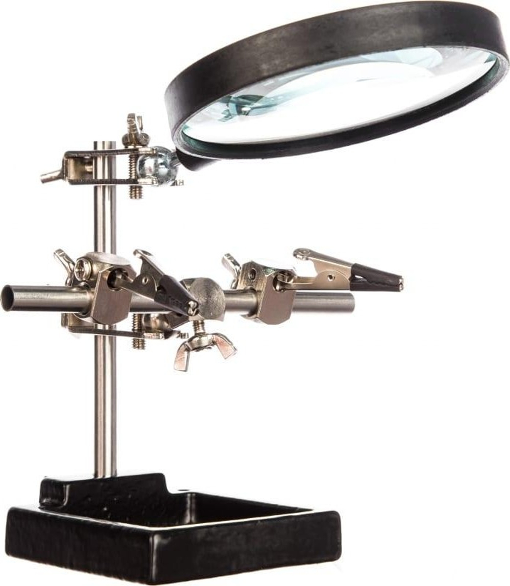 Держатель "Третья рука" с лупой х3, Ø90мм, REXANT #120254